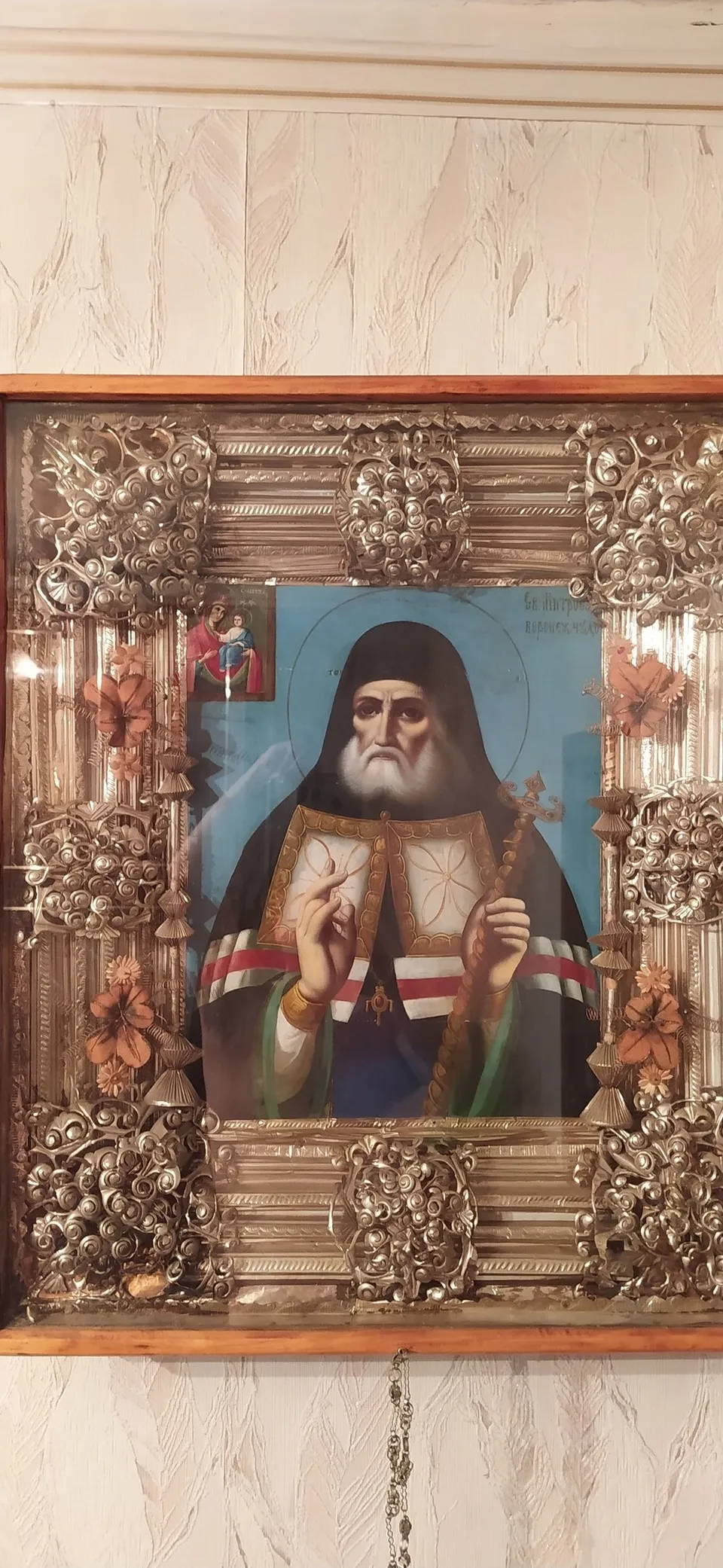 Икона святого в монашеской схиме со свитком в руке